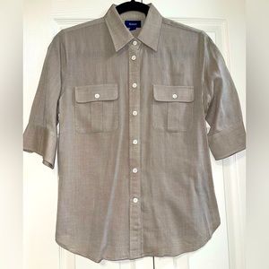 Gorgeous Gauzy Façonnable Shirt 3/4 Sleeve Taupe